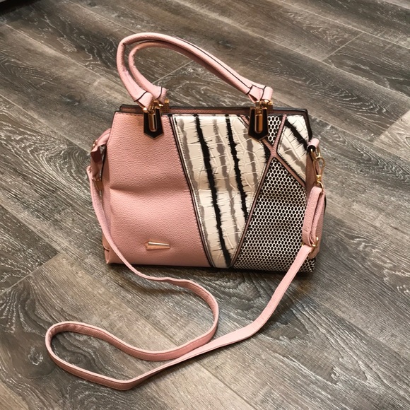 Pink, Black & White Striped Handbag - Picture 7 of 10
